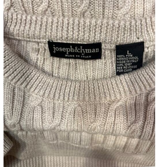 JOSEPH & LYMAN Oatmeal Cableknit 100% Fine Merino Wool Sweater Women's LARGE - Picture 4 of 9